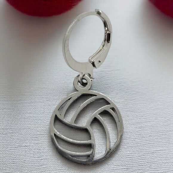 Volleyball 🏐 Silver Stainless Steel Earrings Gift VB Player Summer Olympic Game - Picture 2 of 3
